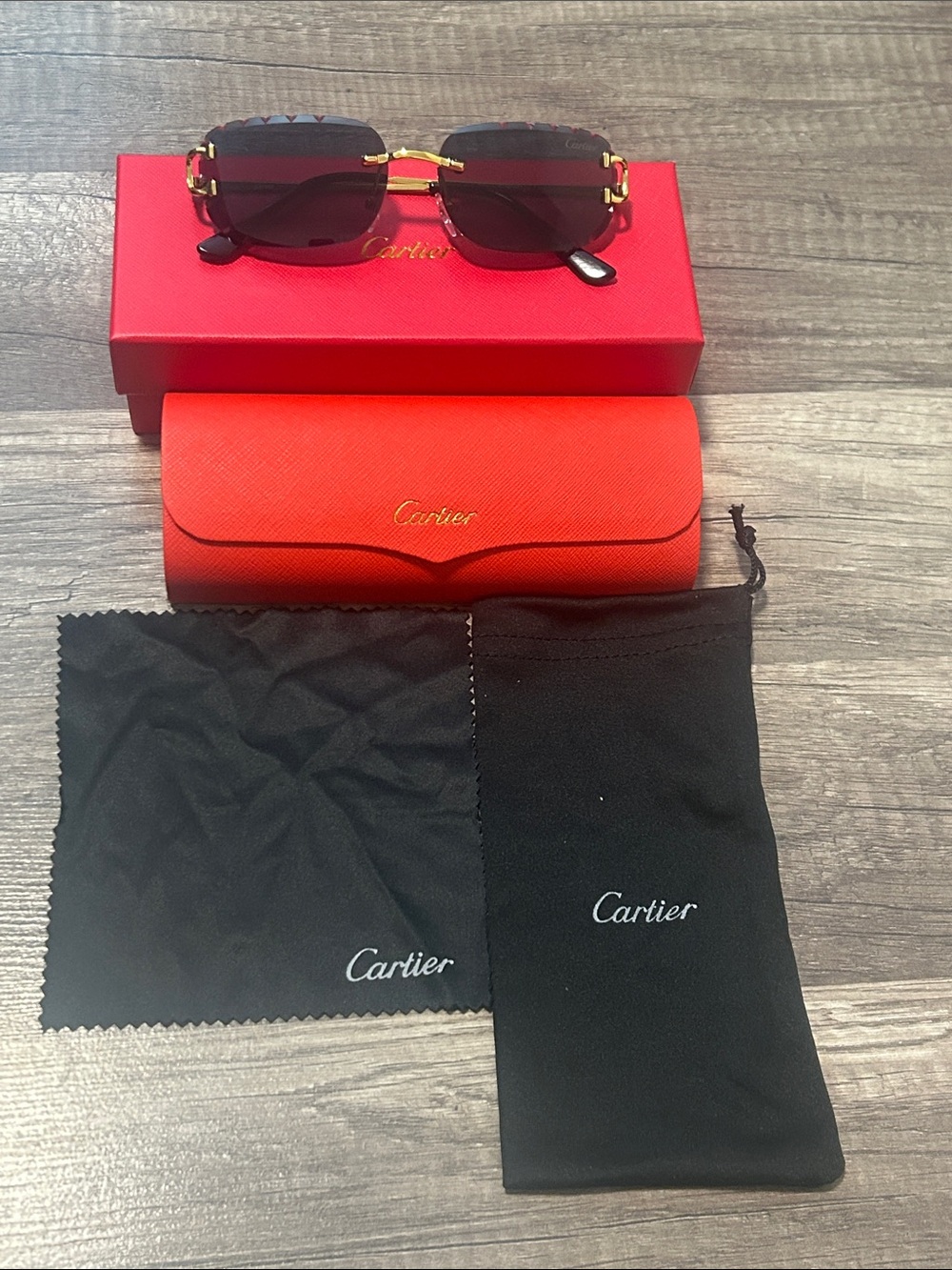 Cartier Gold Frame Sunglasses with black Lenses